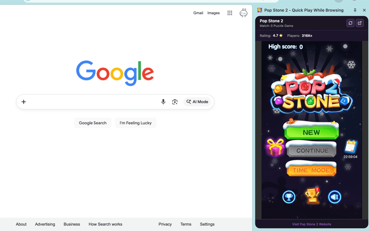 Pop Stone 2 Chrome Extension - Play While Browsing